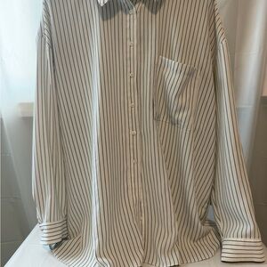 Reitmans White and Black Striped Dress Shirt
